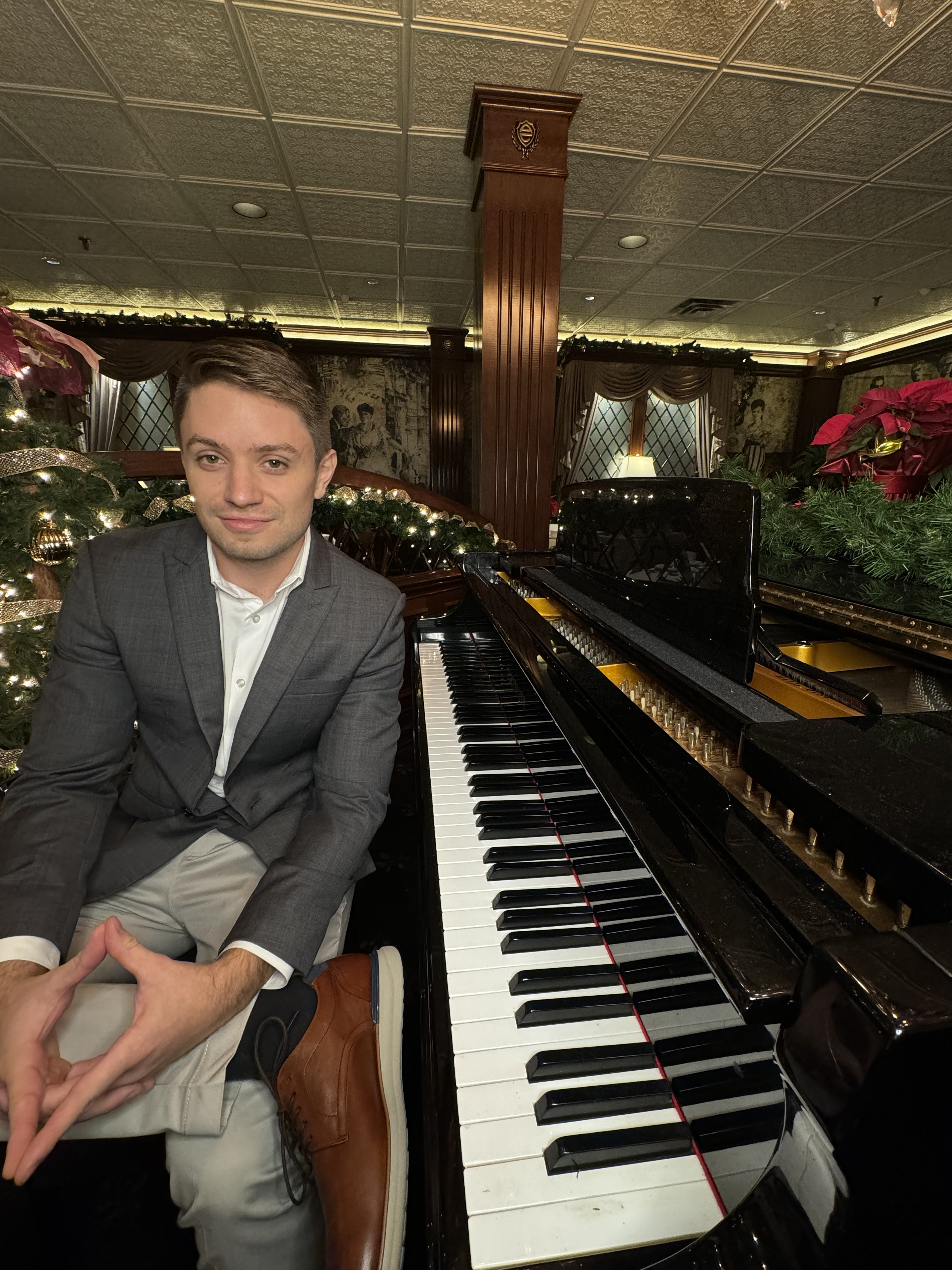 Alexander Edwards, award-winning classical pianist in Austin Texas, performing at Grand Piano at Millett Opera House